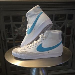 Nike White and Aqua High-Tops